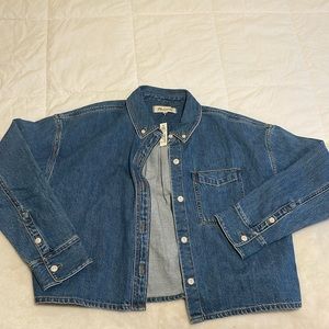 Madewell denim oversized cropped button-down.